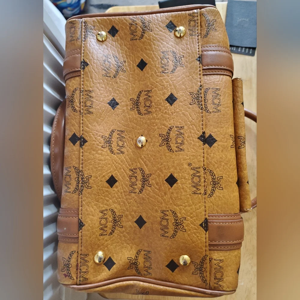 MCM Visetos Satchel in Cognac w/MCM Charm - Picture 15 of 17